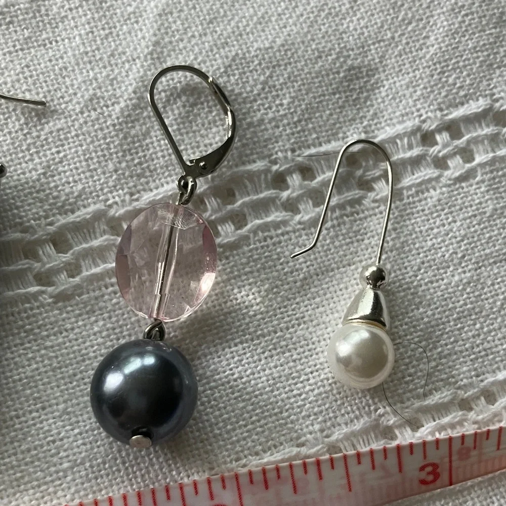 Vintage Bead & Pearl Hook Dangle Earrings Set - 3‎ pair